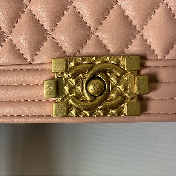 Chanel Small Gold Enchained Quilted Boy Flap Bag in Pink - Picture 8 of 15